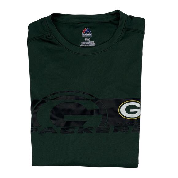 Green Bay Packers Men's Shirt Large Green Coolbase Majestic Long Sleeves‎ Logo - Picture 4 of 7